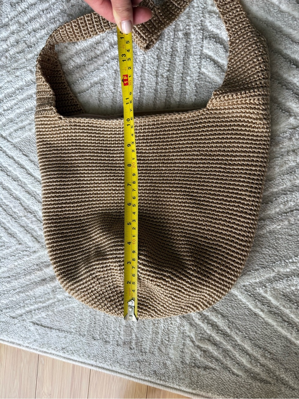 Crochet Crossbody Bag in Natural Tan - Picture 8 of 13